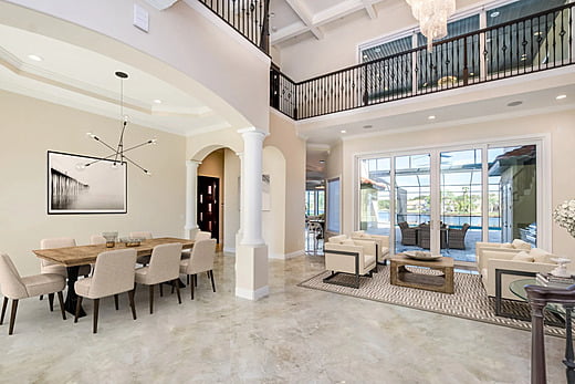 Living room in a traditional Mediterranean home in Massachusetts